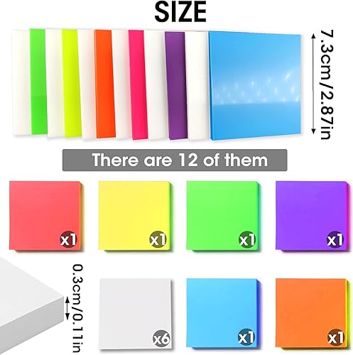 Miniatura 2 de Rovepic 600 hojas 12 almohadillas transparentes coloridas notas adhesivas autoadhesivas para leer libros anotar proveedores de oficina FBA-TLT-pu 0