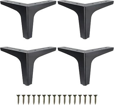 GOSCHE Legs for Furniture Set of 4, Matte Black Sofa Legs 5.3 Inch, Modern Style Replacement Feet for Couch Dresser Chair Bed Table Cabinet Ottoman Cupboard DIY Replacement Parts