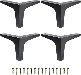 GOSCHE Legs for Furniture Set of 4, Matte Black Sofa Legs 5.3 Inch, Modern Style Replacement Feet for Couch Dresser Chair Bed Table Cabinet Ottoman Cupboard DIY Replacement Parts