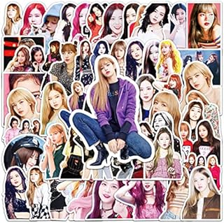 50 Pcs Blackpink Kpop Stickers Laptop Car Scrapbook Phone Skateboard Water Bottle Cool Trendy Stickers Vinyl Waterproof Aesthetic Personalised Stickers for Teens Boys Girls Adults Children