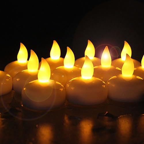 Miniatura 7 de Novelty Place 12 velas flotantes impermeables sin llama, velas flotantes LED, velas de té parpadeantes blancas frías, velas decorativas a