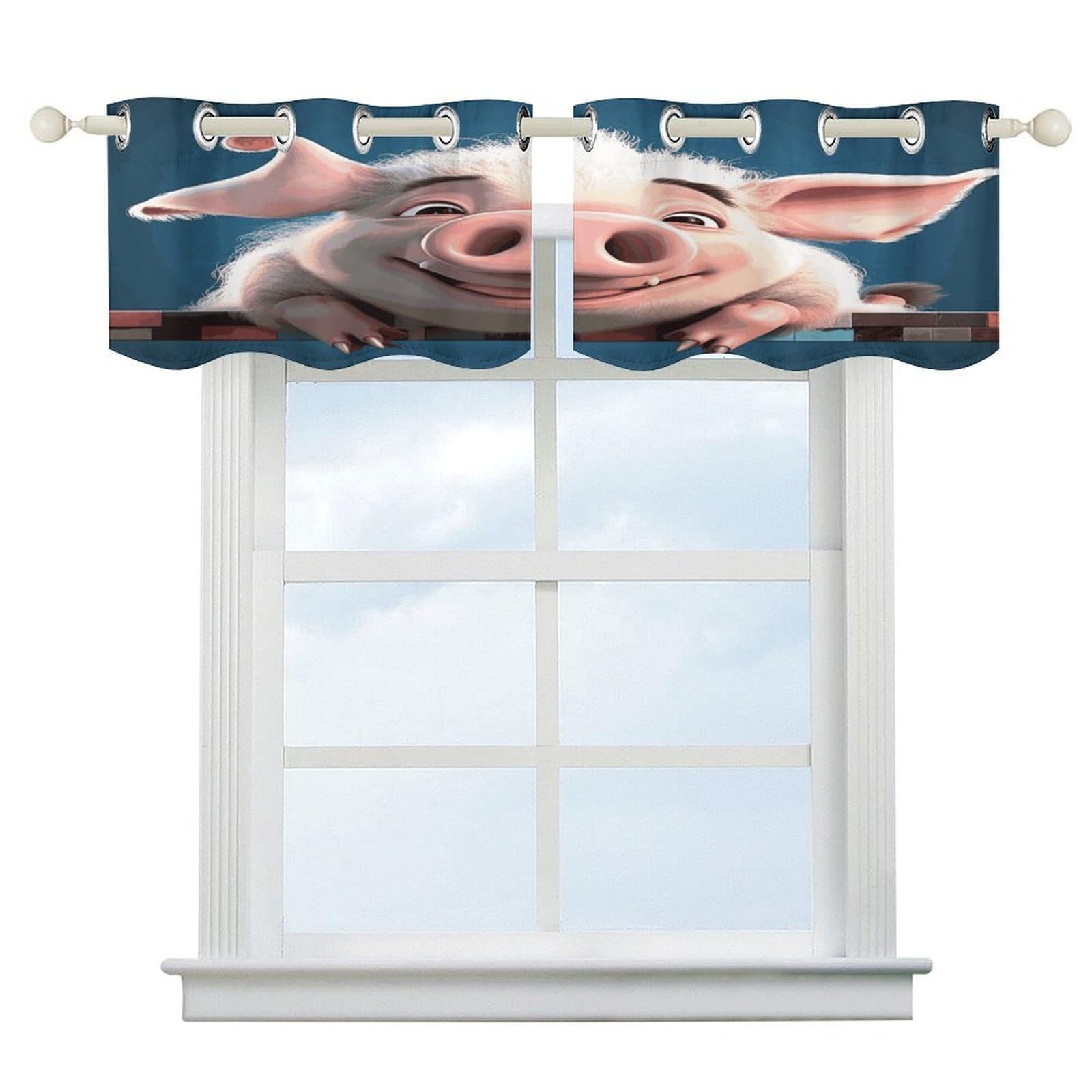 Cenefa de cortinas opacas Smiling con diseño artístico moderno para el dormitorio