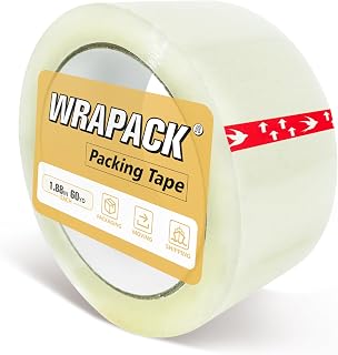 Clear Packing Tape, Heavy Duty Shipping Tape, Reliable Seal for Mailing Boxes Moving Cartons, 60 Yards Long 1.88” Wide, 3 Inch Core