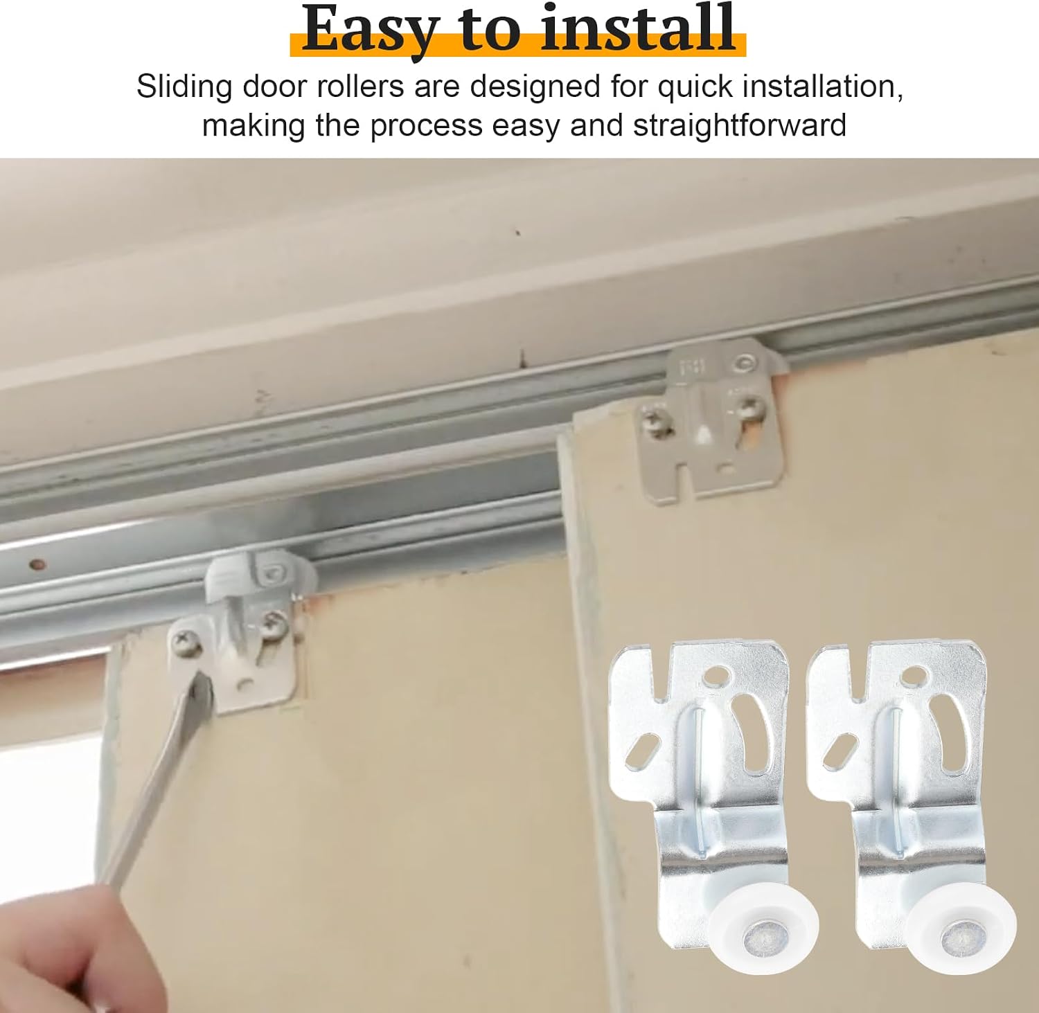 4 Pcs Sliding Closet Door Roller Kit - Quiet 2 Way Sliding Design | Top Hung Bypass Sliding Door Hardware Kit for 3/4" to 1-3/8 Inch Thick Kitchen Doors