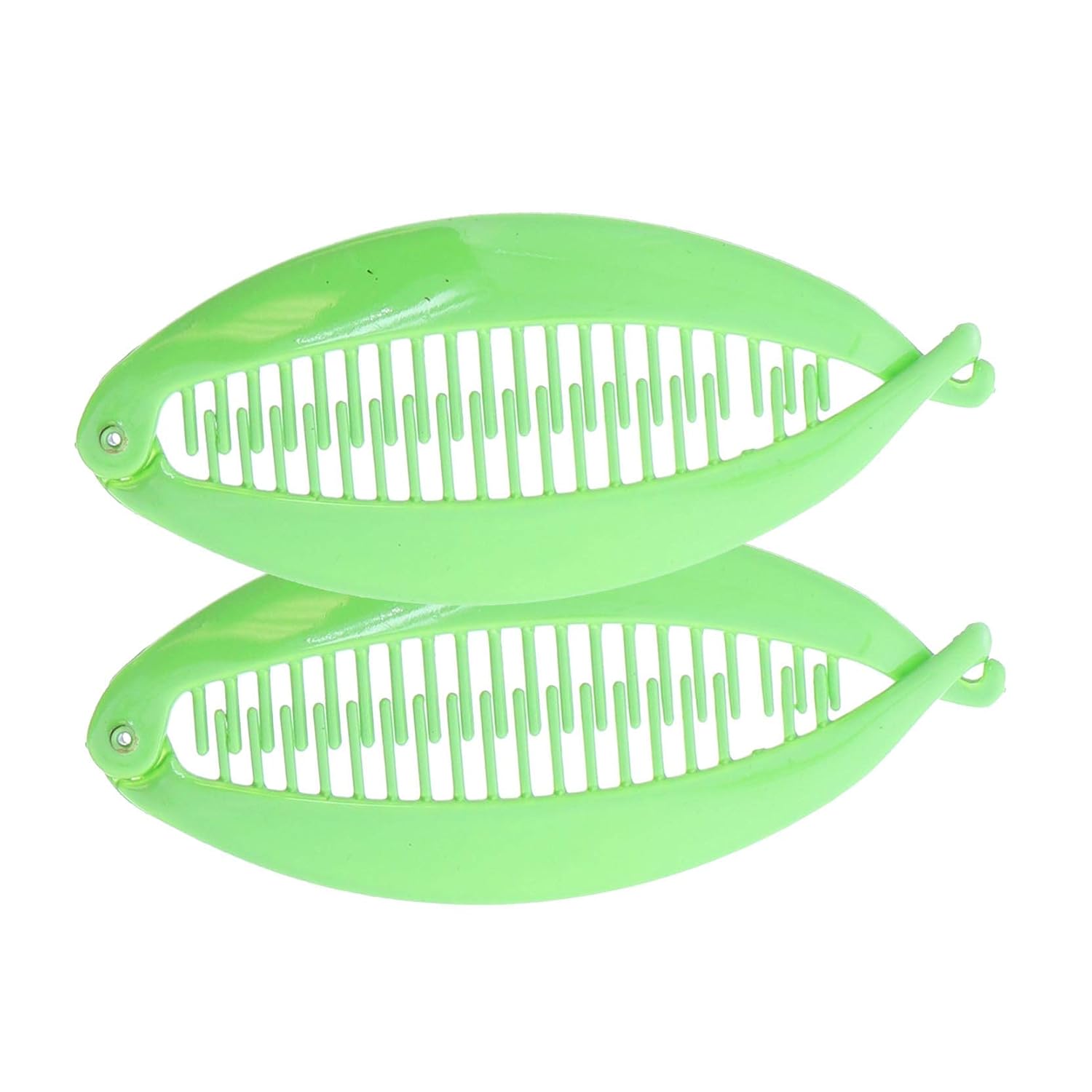 Set of Two Green 5 Inch Banana Clip Hair Clincher Rounded Edges Hair Comb