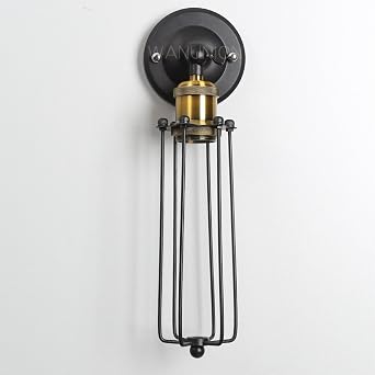 Chrasy 2 Packs Industrial Vintage Metal Cage E27 Wall Lamp [Energy Class E]