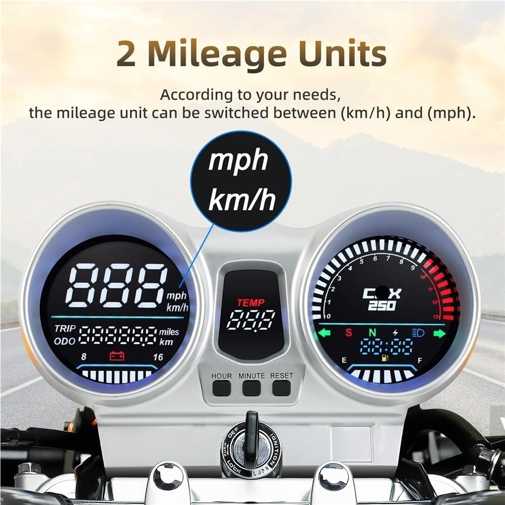 Motorcycle Odometer Gauge Motorcycle Digital Dash Panel with LED Digital Tachometer Odometer For CBX250 CBF250 For Twister 2001-2008