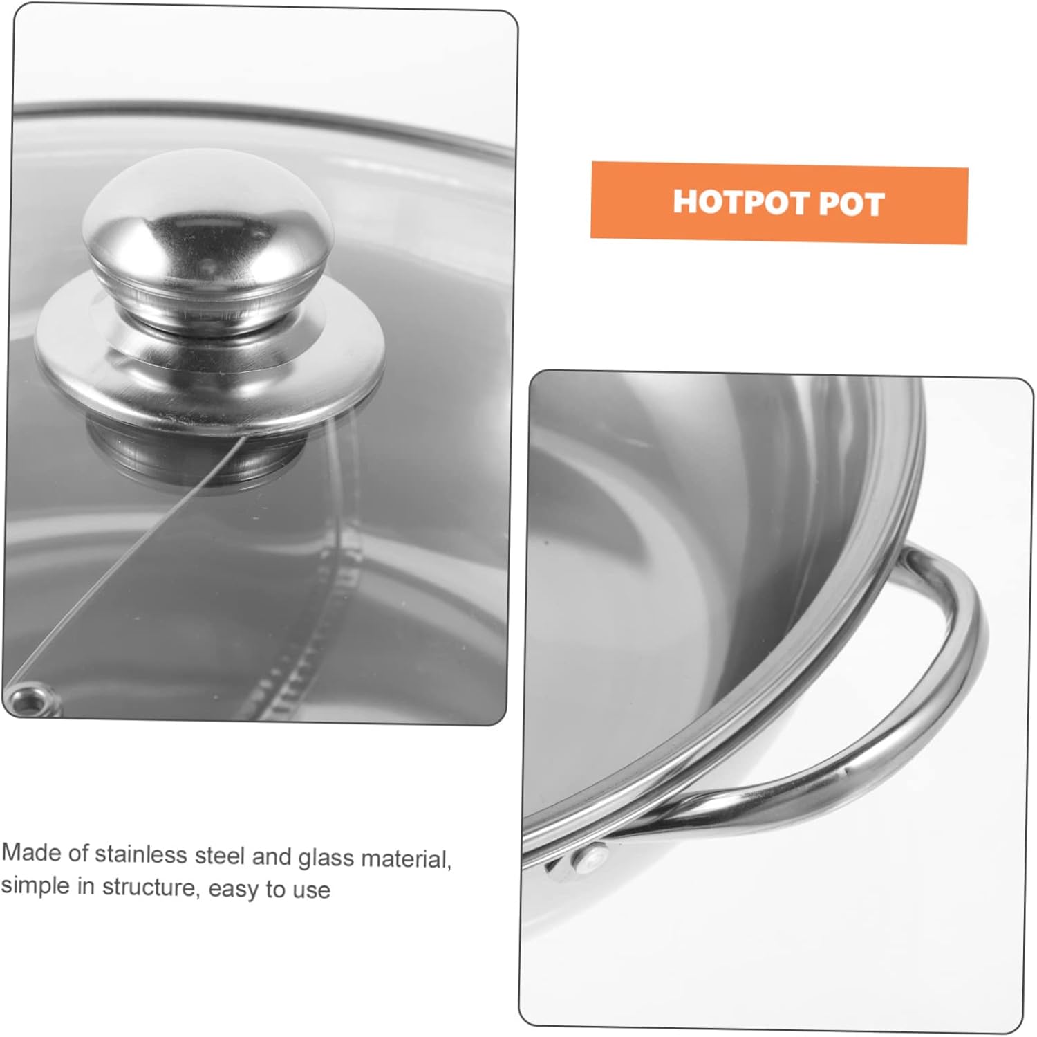 Stainless Steel Double Flavor Hot Pot, Divided Cooker with Handle Xmas