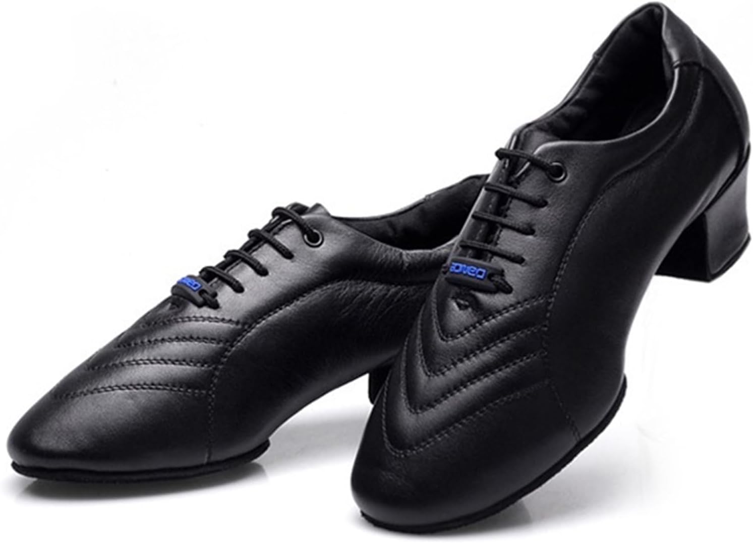 Men's Latin Dance Shoes Leather Split Sole Modern Ballroom Dancing Shoes Mid Low Heel for Indoor