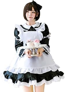 [milky time] メイド服 選べるカラー 半袖 長袖 2way仕様 メイド コスプレ ハロウィン (黒, M)
