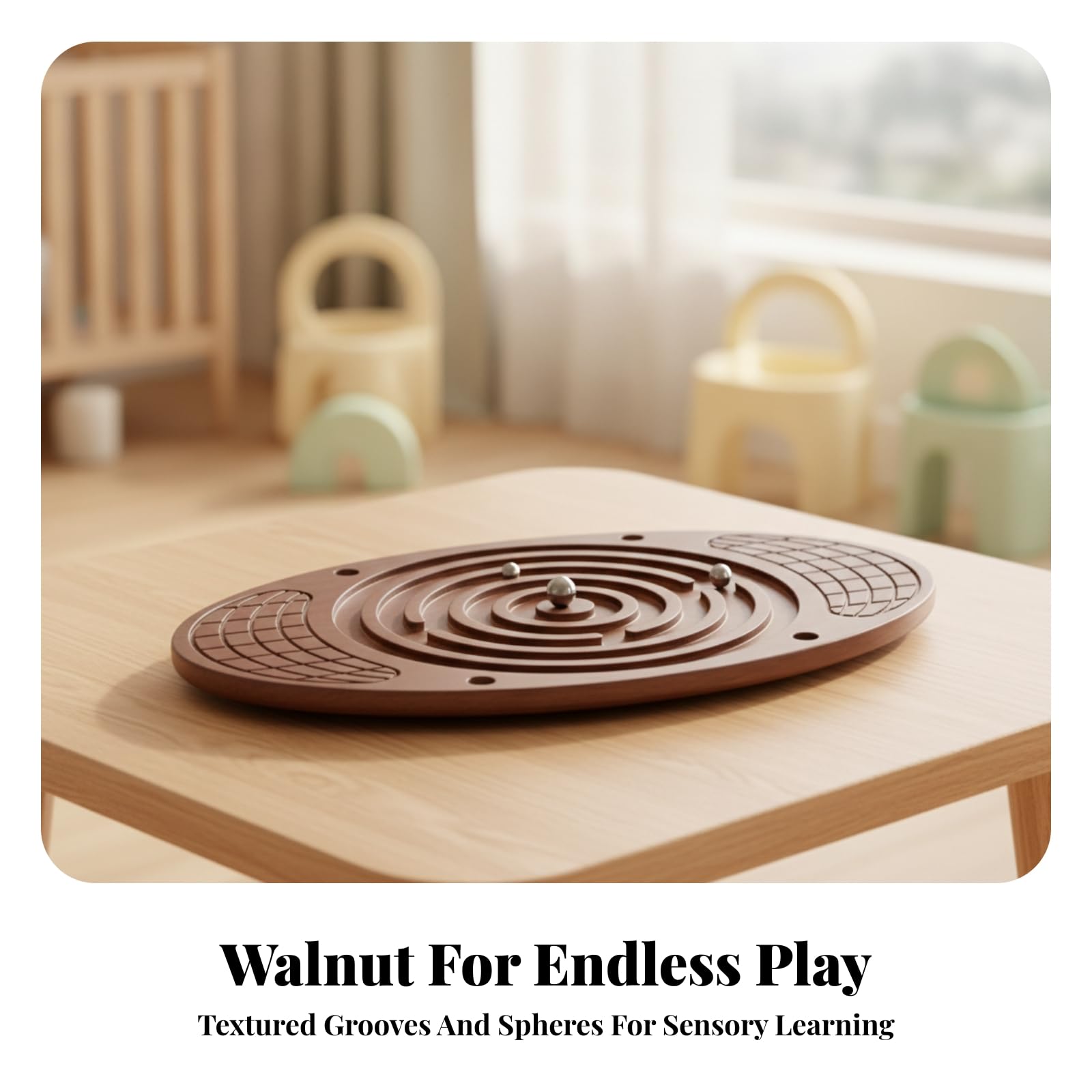 Pedana di Equilibrio Ovale in Legno | Antiscivolo, Interattivo, Tavola Oscillante con Rotazione a 360, per Gioco Attivo, Bambini