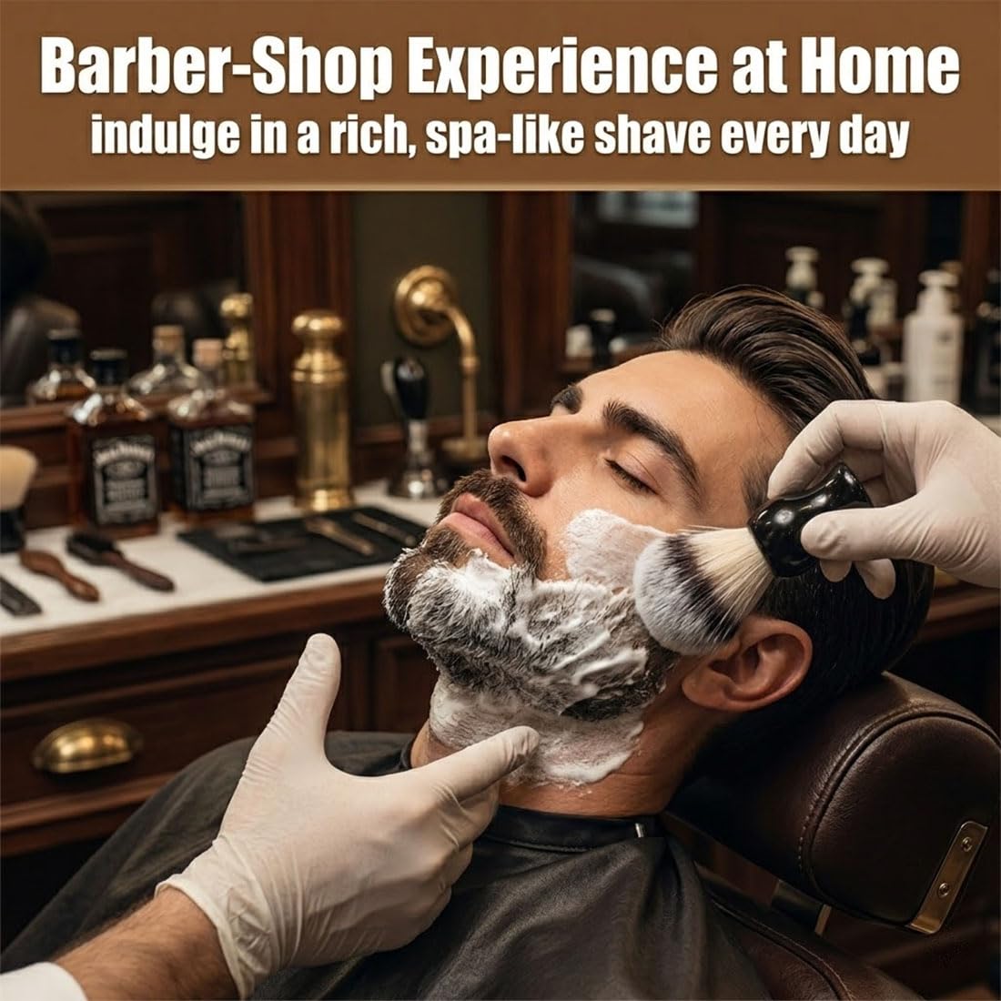 1 Pennello Da Barba Sintetico Nero Per Barba, Spazzola Rasatura Professionale 10.5Cm, Accessorio Regalo Uomo, Crema Schiuma Da Barba