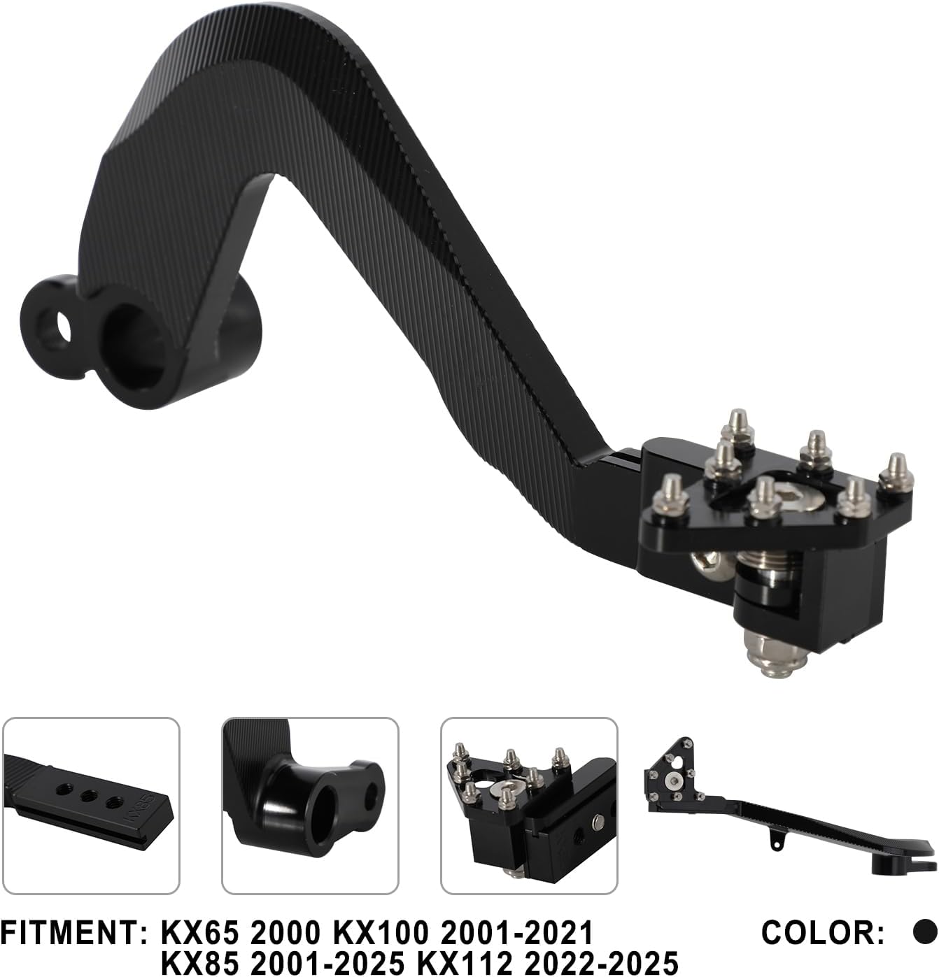 Dirt Bike Rear Brake Pedal Folding CNC Foot Lever for KX 85 KX85 2001-2025 KX112 2022-2025 KX100 2001-2021 KX65 2000 Dirt Pit Bike Black