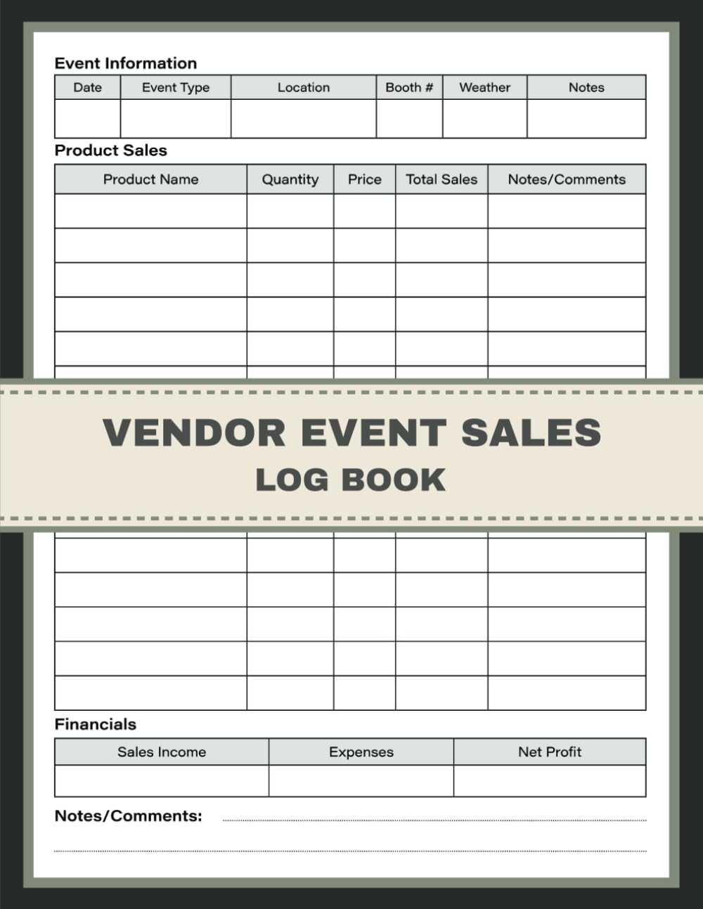 Vendor Event Sales Log Book: A Sales Tracker for Events. Ideal for Fairs, Craft Shows, Farmer Markets or Any Local Selling Events – Streamlining Sales Management and Optimization