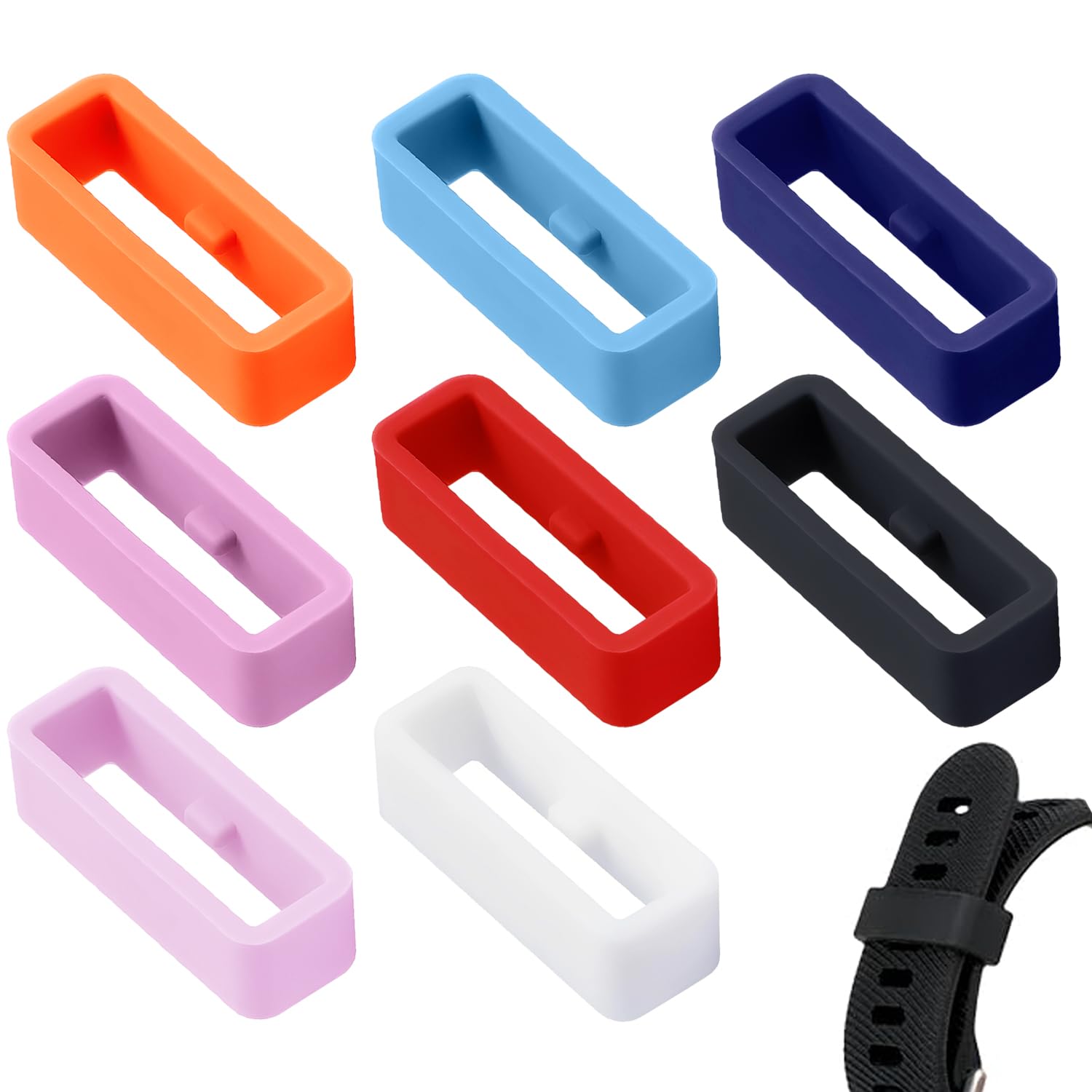 8-Pack Silicone Watch Band Fastener Rings, 20mm Multi-Color Security Loops for Smartwatch Strap Replacement
