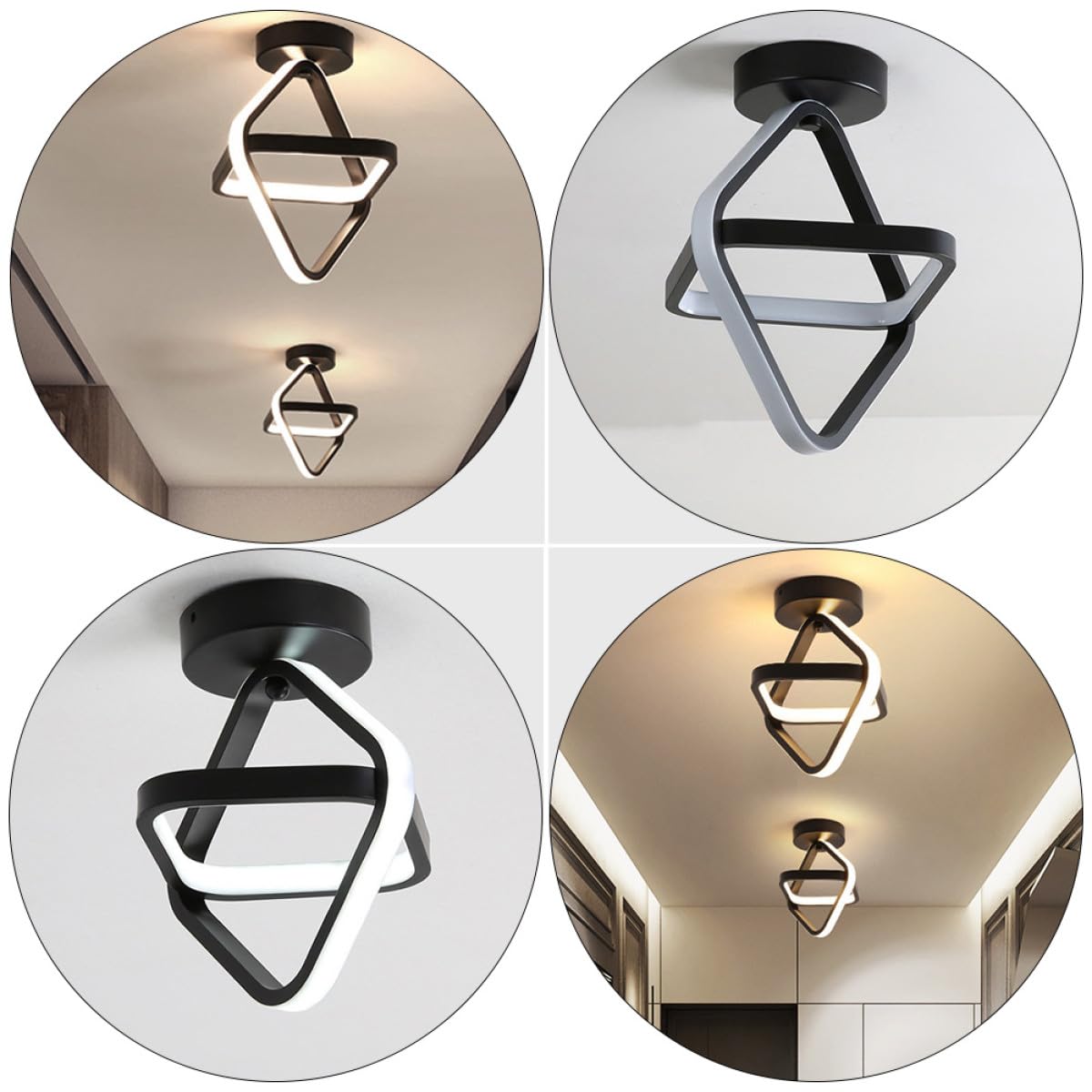 Healeved LED Deckenleuchte 220v 6000k Quadratisch Schwarz für Wohnräume