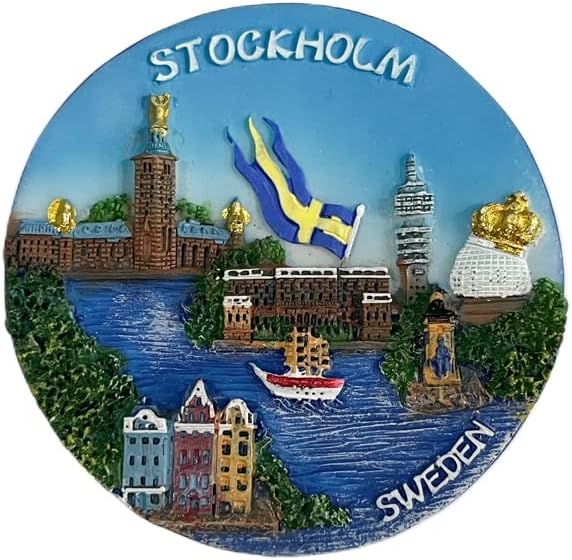 Stockholm Sweden 3D Fridge Magnet Souvenir Gift,Resin Handmade Stockholm Refrigerator Magnet Home & Kitchen Decoration Collection