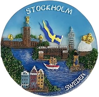 Stockholm Sweden 3D Fridge Magnet Souvenir Gift,Resin Handmade Stockholm Refrigerator Magnet Home & Kitchen Decoration Collection