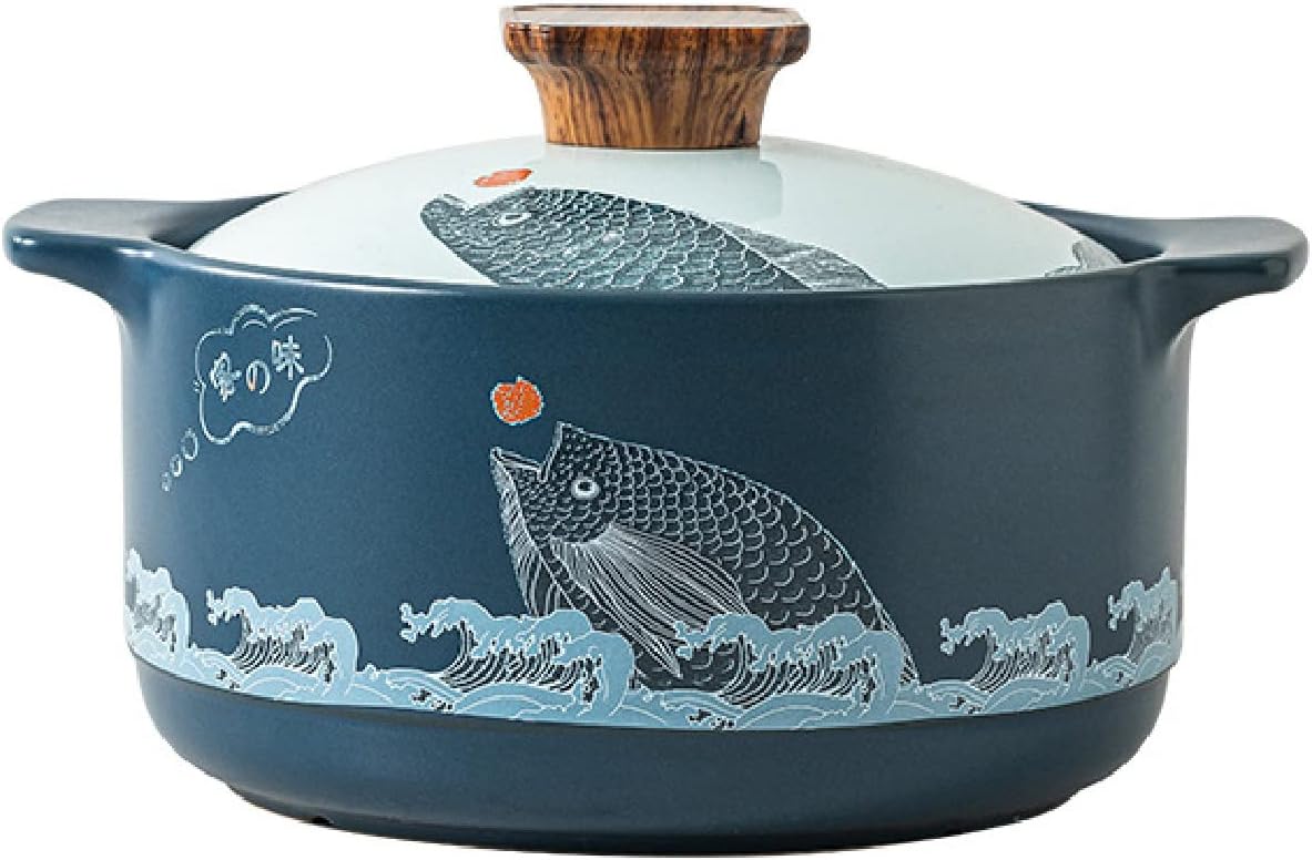 Ceramic Casserole Stockpot Chinese Style Cooking Pot Cookware Stovetop, Heat Resistant Nourishing Soup Pot,Household Gas Stove Stew Pot, for Dinner And Party,3.5L