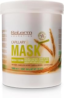 SALERM Nourishing Hair Mask with Wheat Germ Oil 1000ml - Deep Hydration for Dry Damaged Hair, Strengthens & Adds Shine