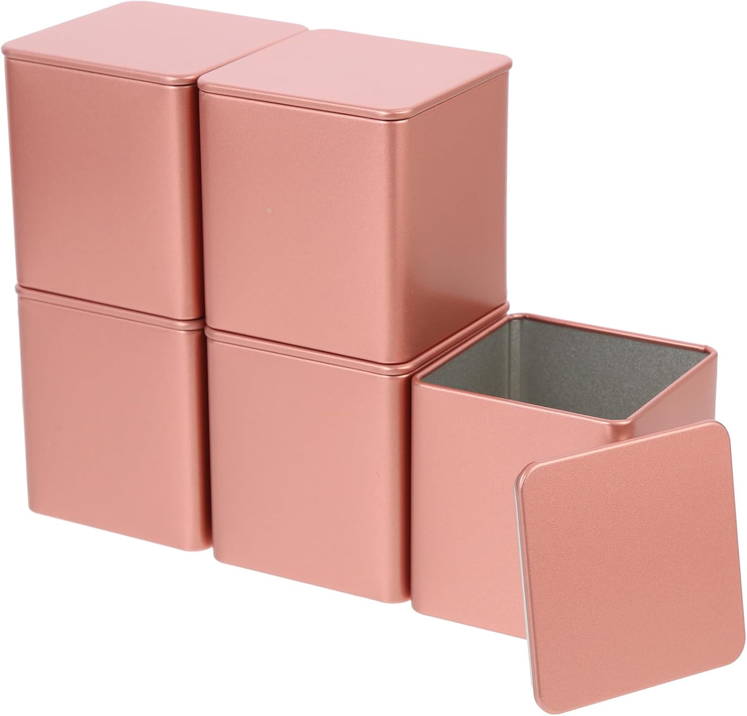 MAGICLULU 5pcs Portable Small Square Tinplate Jars Metal Tea Storage Containers Travel Food Storage Cans for Tea Bags Essential Oils Candle Making