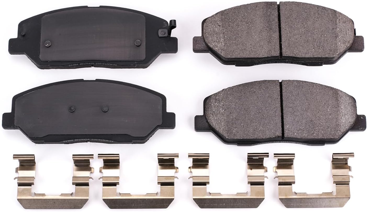 PowerStop Front Brake Pads For Hyundai Genesis 2009-11 - Z17 Ceramic Brake Pads With Installation Hardware, 17-1384