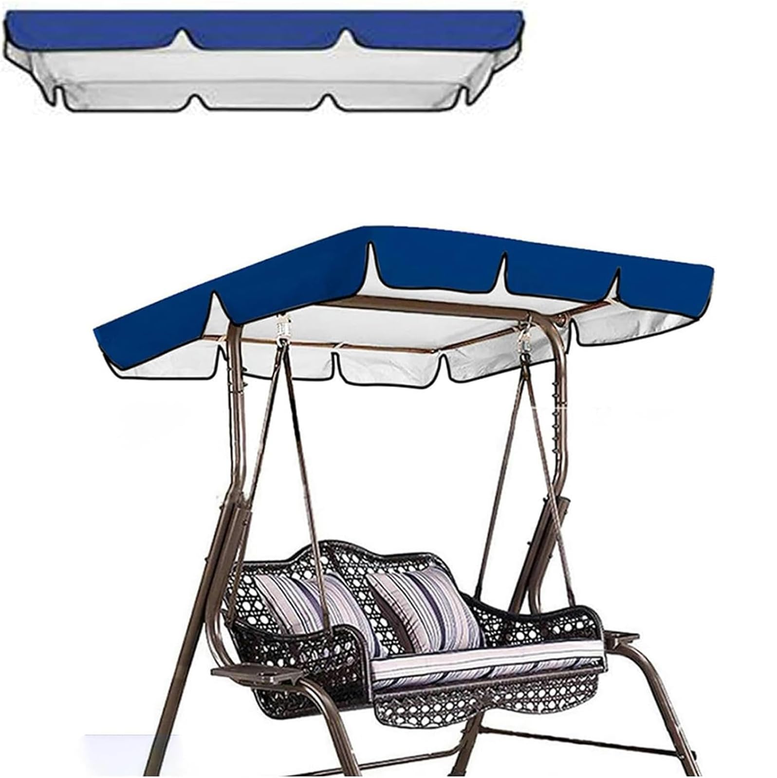 Toit de Rechange pour Balancelle de Jardin Portable Durable Toile de Balancelle de Jardin 3 Places Canopée pour Balancele Remplacement de l'Auvent de Balançoire Extérieure,03,190 * 132 * 15cm