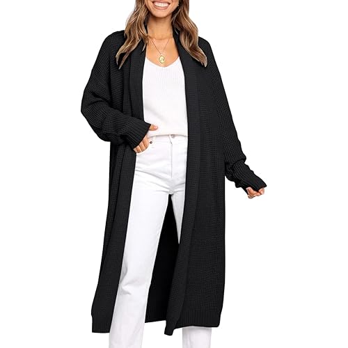 LILLUSORY Women's Oversized Slouchy Knit Chunky Open Front Sweater Coat with Pockets