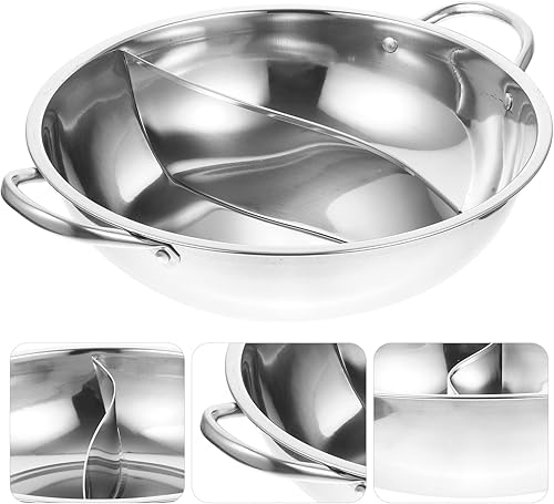 Miniatura 6 de DOITOOL Olla caliente con divisor de acero inoxidable de dos sabores chino Shabu Shabu olla caliente para estufa de gas de inducción eléctrica