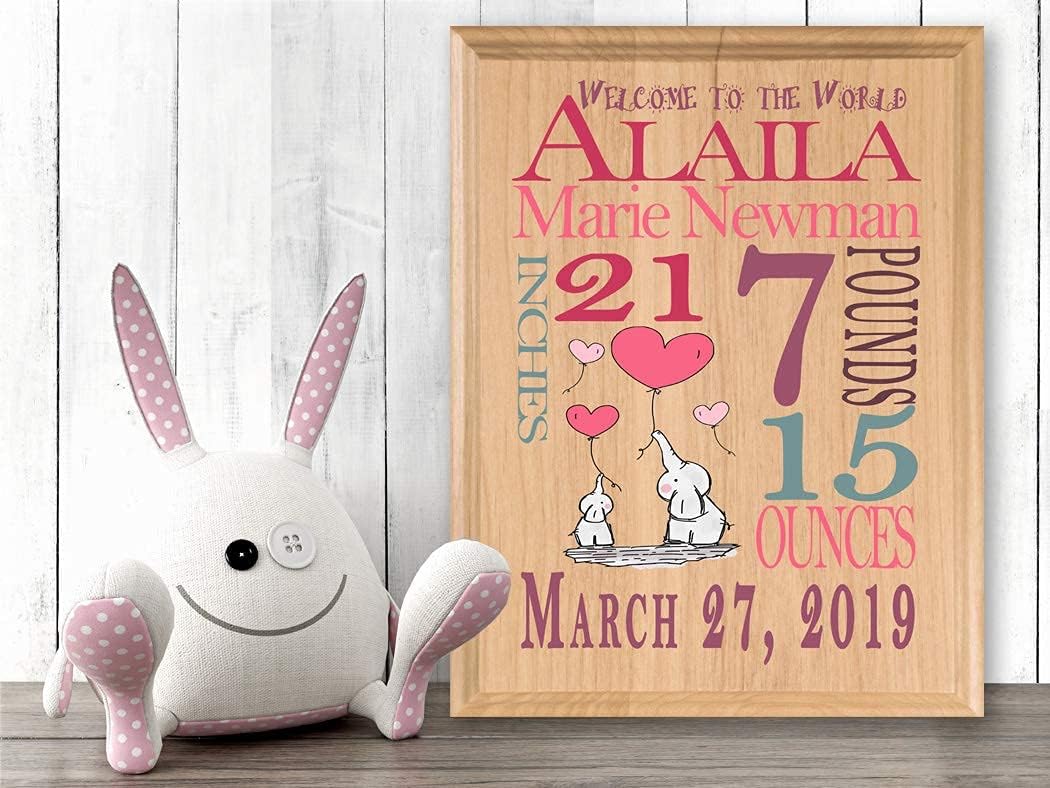 Personalized New Baby Girl Announcement Gift Sign Wall Art Keepsake for Newborn Girls New Parents Mom or Dad Granddaughter Niece
