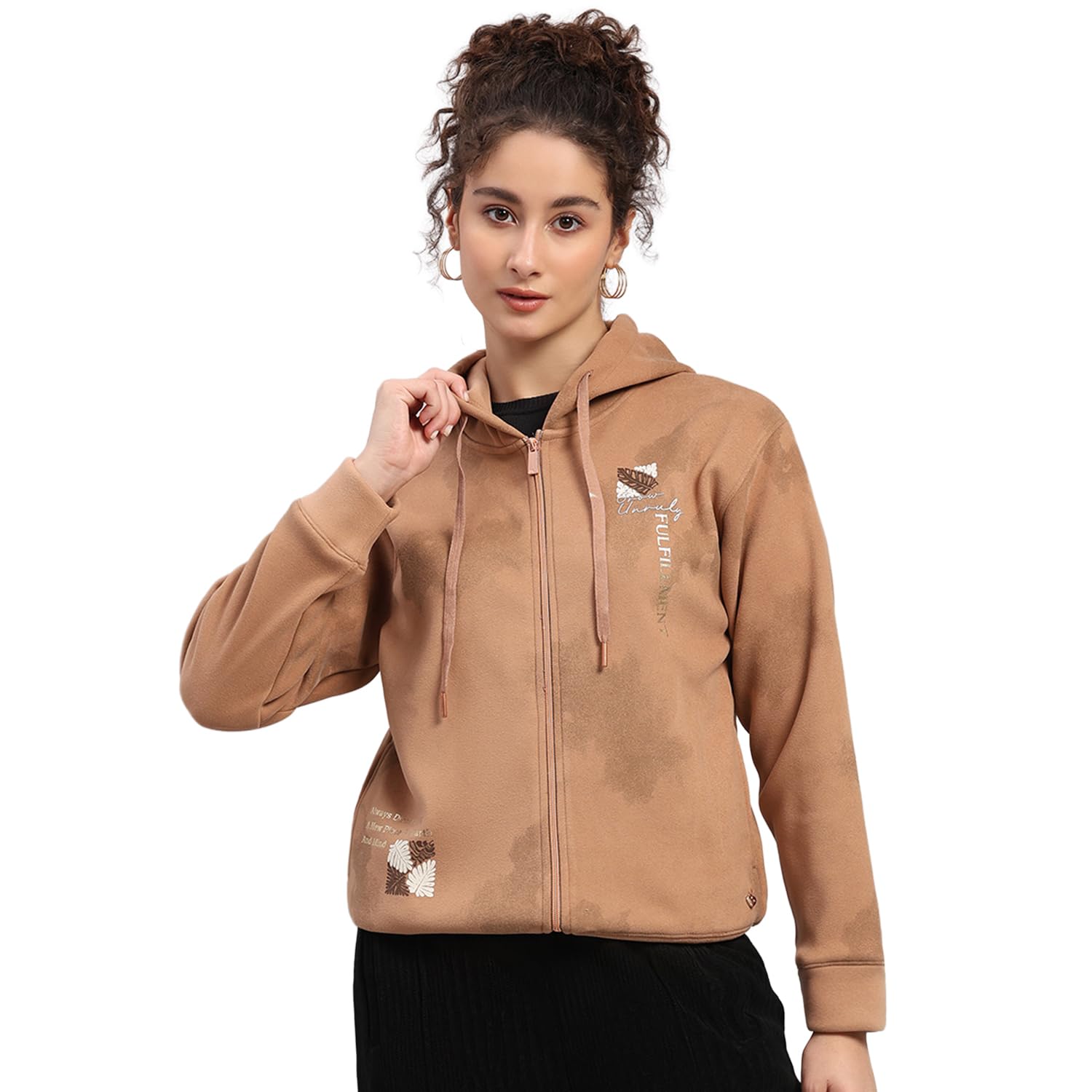 Womens Regular Fit Printed Zipper Full Sleeve Winter Sweatshirt | Warm Pullover for Ladies | Soft Comfortable Casual Winter Wear for Women's (Pack of 1)