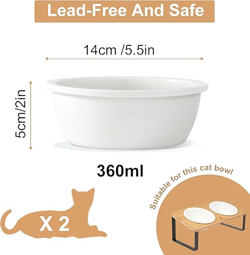 Miniatura 2 de Sunhoo 2 cuencos de cerámica de repuesto para gatos de 12.2 fl oz para gatos de interior, platos para cachorros, platos pequeños para alimentación