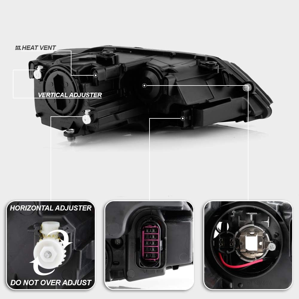 Super Brands ACANII - For [Halogen Model] 2011-2018 Volkswagen Jetta LED Tube Headlights Headlamps Assembly Driver & Passenger Side