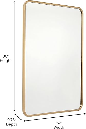 Miniatura 4 de Flash Furniture Jada - Espejo de cristal decorativo para pared con esquinas redondeadas, para baño y sala de estar, se cuelga horizontal o vertical,