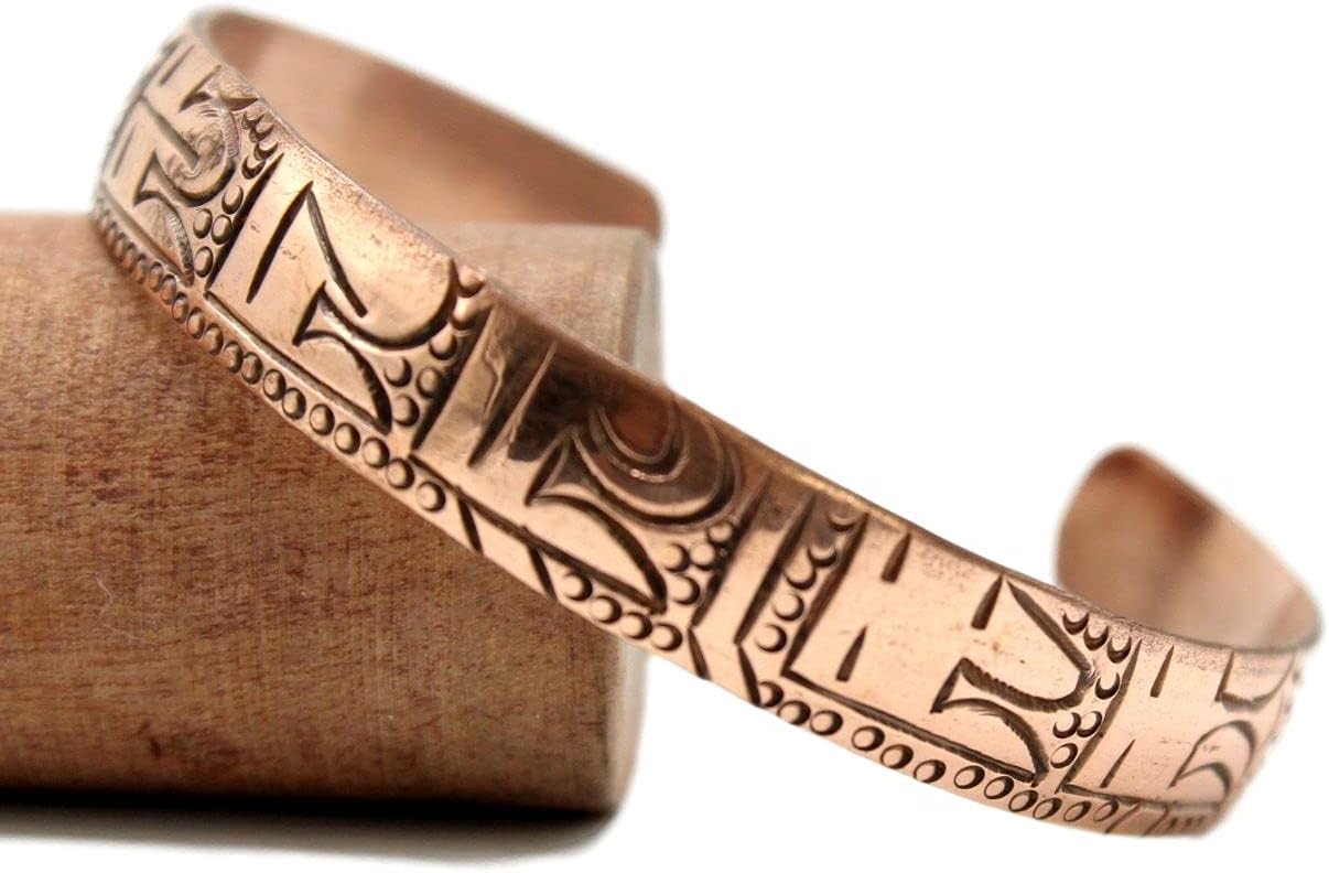 Pure Copper Tibetan Healing Bracelet. Om Mani Padme Hum Mantra Bracelet., One Size, Copper
