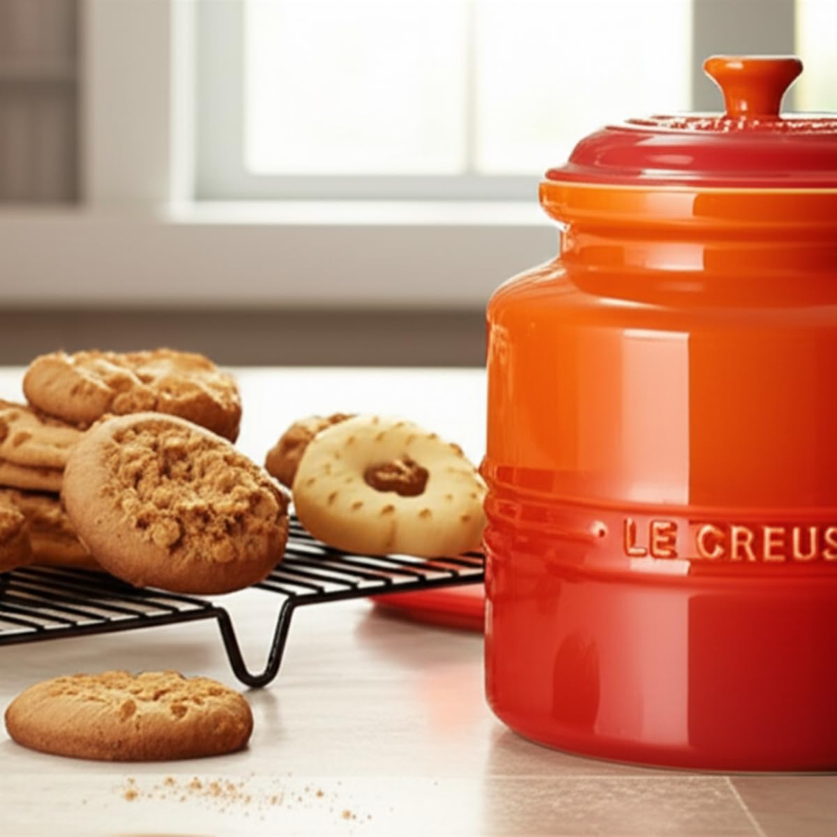 LE CREUSET Pot à biscuits en grès émaillé, 2,4 litres, Volcanique, 91026725090000