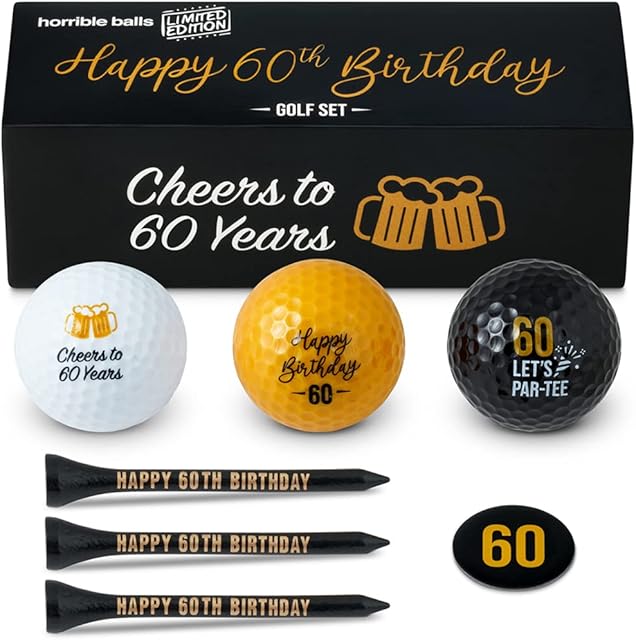 Horrible Balls Golf Birthday Gift Sets - 40th 50th 60th 70th - Perfect Novelty Golfing Present For Him or Her