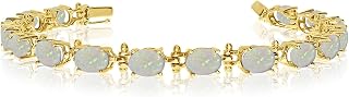 14K Yellow Gold Oval Opal Tennis Bracelet