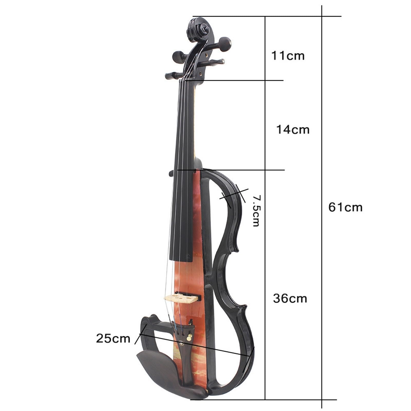 Violino Elettronico Colorato 4/4 Per Adulti Principiante Strumento Musicale Professionale Violino(Orange)