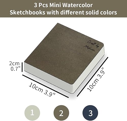 Miniatura 2 de 3 mini cuaderno de bocetos de acuarela de 3.9 x 3.9 pulgadas, 300 GSM, cuaderno de pintura cuadrado portátil, 60 pgs (30 hojas delanteras y traseras