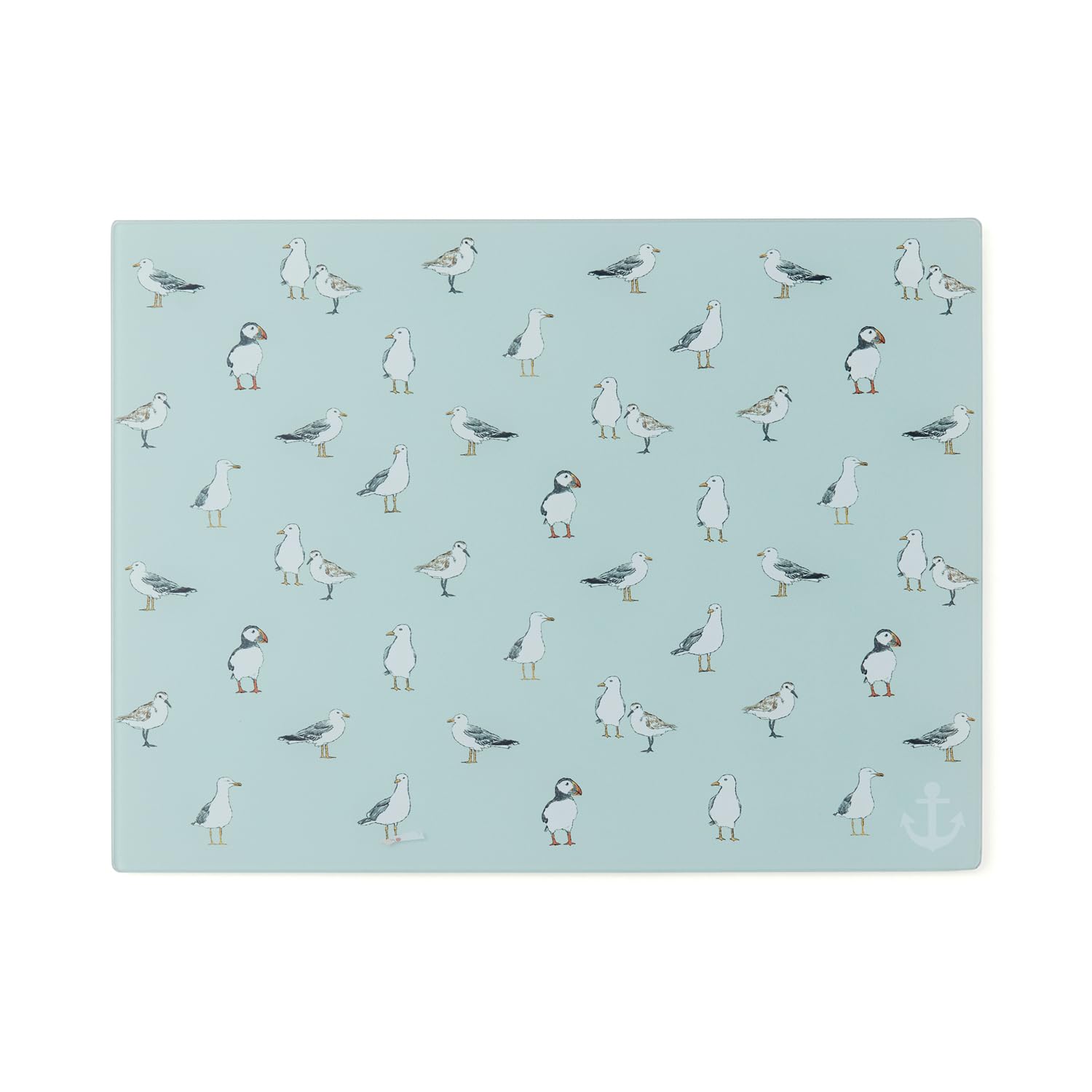 Cooksmart Coastal Birds Glass Worktop Saver, Tempered Glass Board