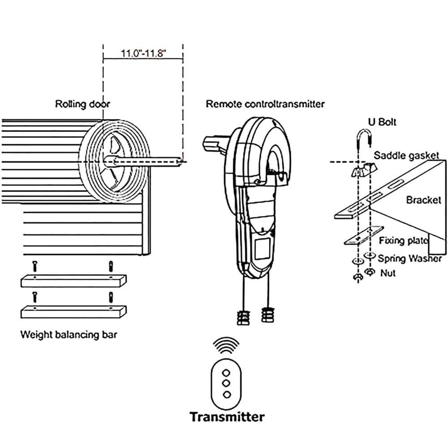 Moteur de porte de garage pour portes battantes et roulantes jusqu'à 12 m² avec 2 télécommandes, 433 MHz, force 800N, démarrage / arrêt en douceur