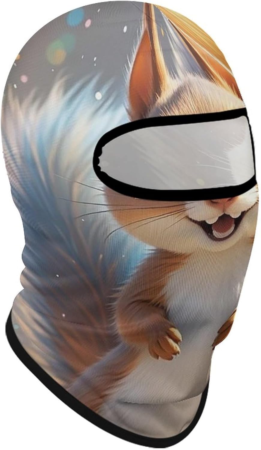 Squirrel Balaclava Ski Mask Thermal Winter Face Mask for Men Women Summer Cooling Neck Gaiter Sun Protection Hood Full Face Cover for Motorcycle Cycling Gear