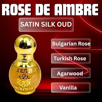 Rose De Ambre (10 ML) Long Lasting Unisex 100% Pure Perfume Oil. Notes: Rose (Bulgarian and Turkish), oud (Agarwood), vanilla, and violet by ALMAHAS Perfumes