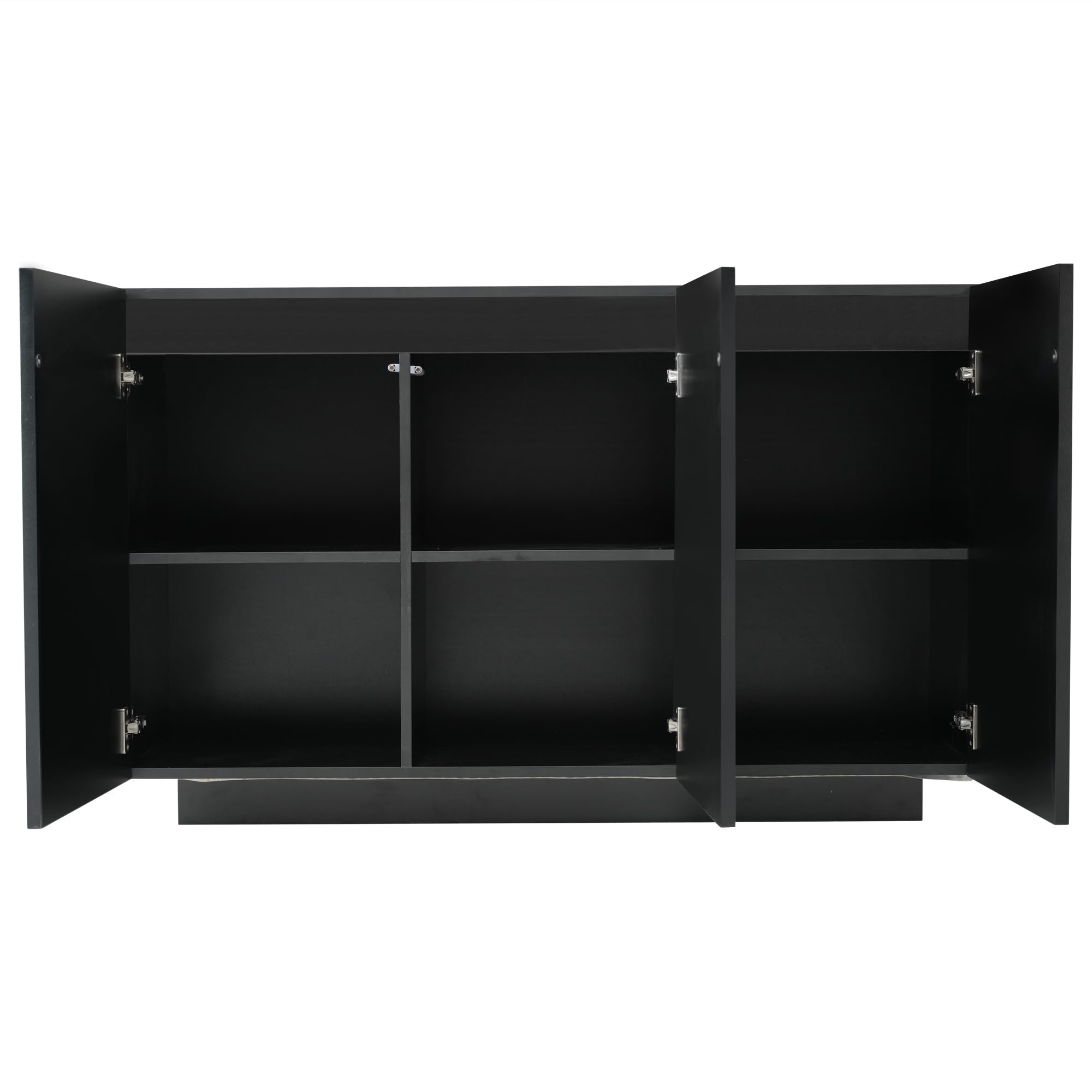 Armadio Da Cucina Alto Con Illuminazione LED 107x43x184 Cm - Credenza Nera Con Scaffale Aperto E Antiribaltamento