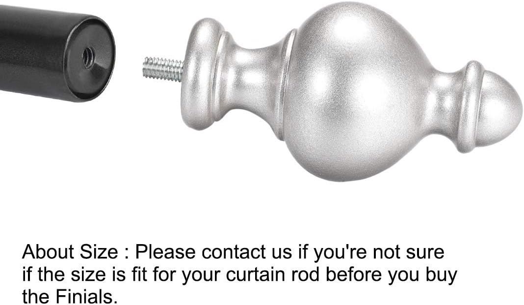 Curtain Pole Curtain Pole finials Sphere Curtain Rod Finials, Fit for 0.55 Inch Dia Rod, Plastic End M5 Thread Dia,Silver Tone 4pcs