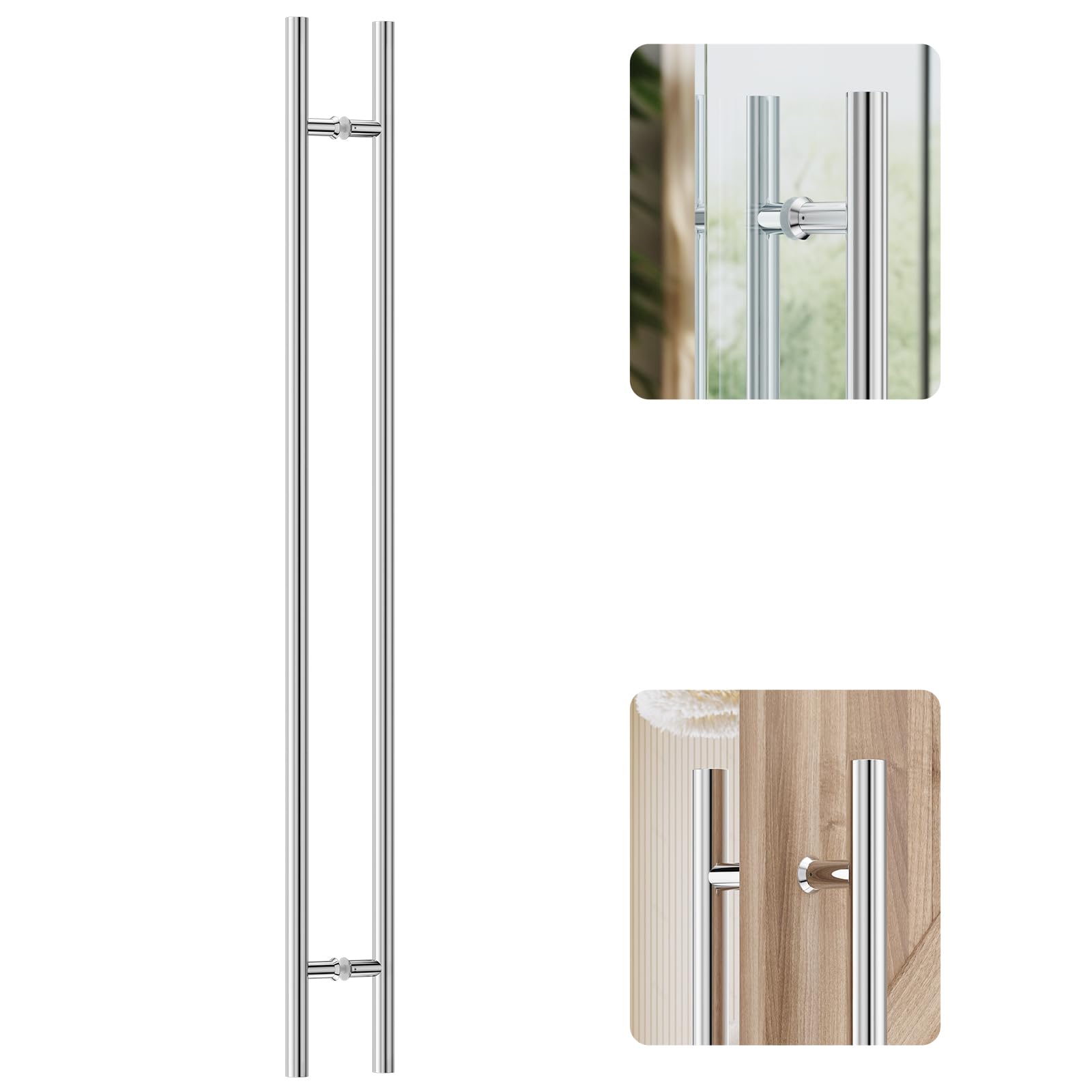 Ranbo Ladder Style 60" Large Push Pull Door Handle,Back to Back, 1200mm (47 1/4 inch) CTC, 304 Stainless Steel, Heavy Duty for Barn,Front,Entrance,