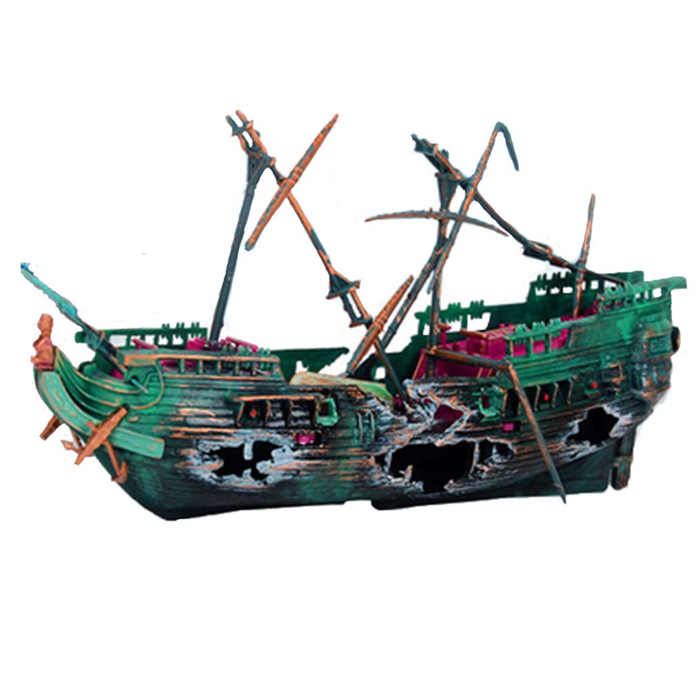 Amazon | MULEI 樹脂沈没船 アクアリウム 水槽 オブジェ オーナメント