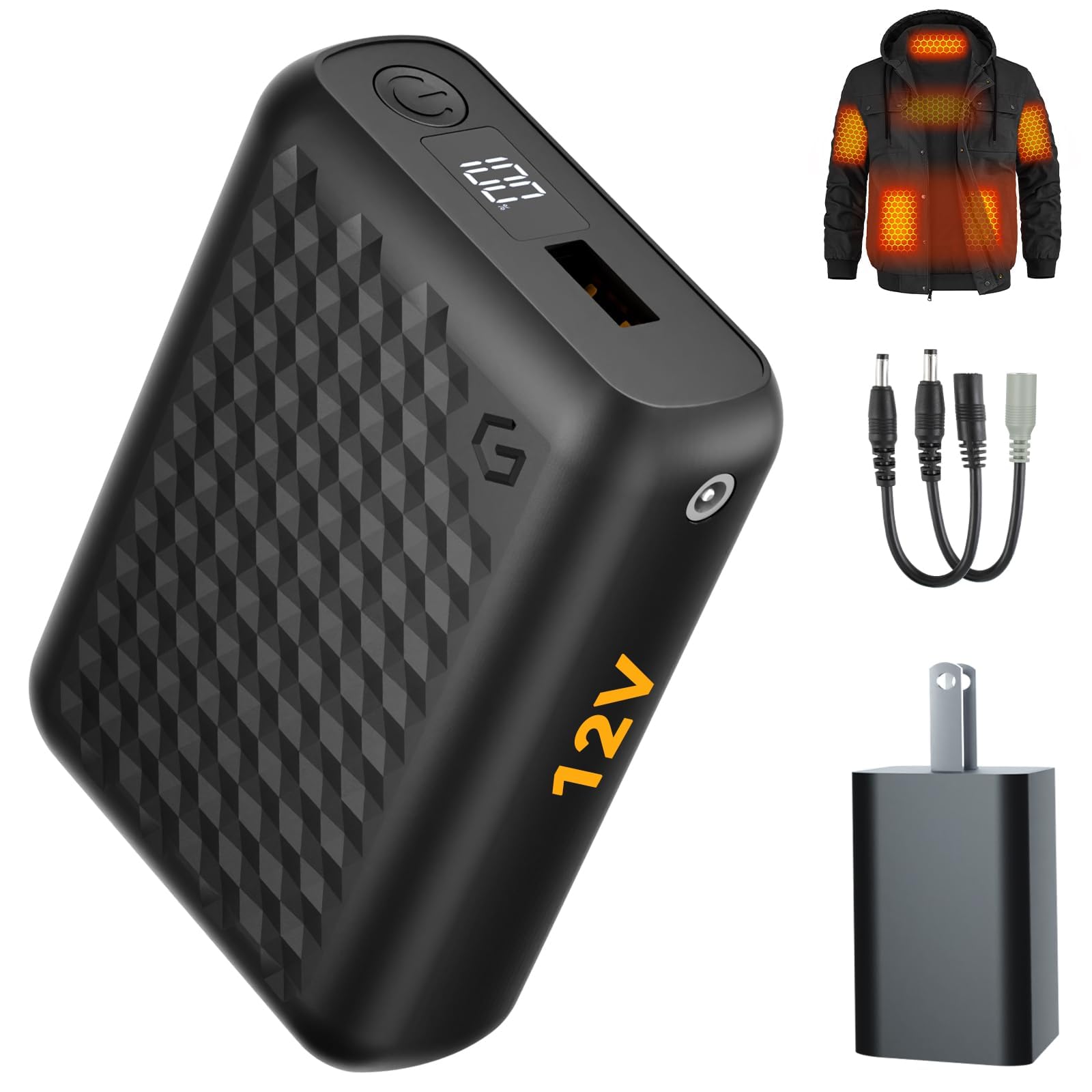 RIAFOX 12v 18400mAh Battery Pack Big Capacity Fast Charge Heated Women Men Jacket Portable USB Power Bank for