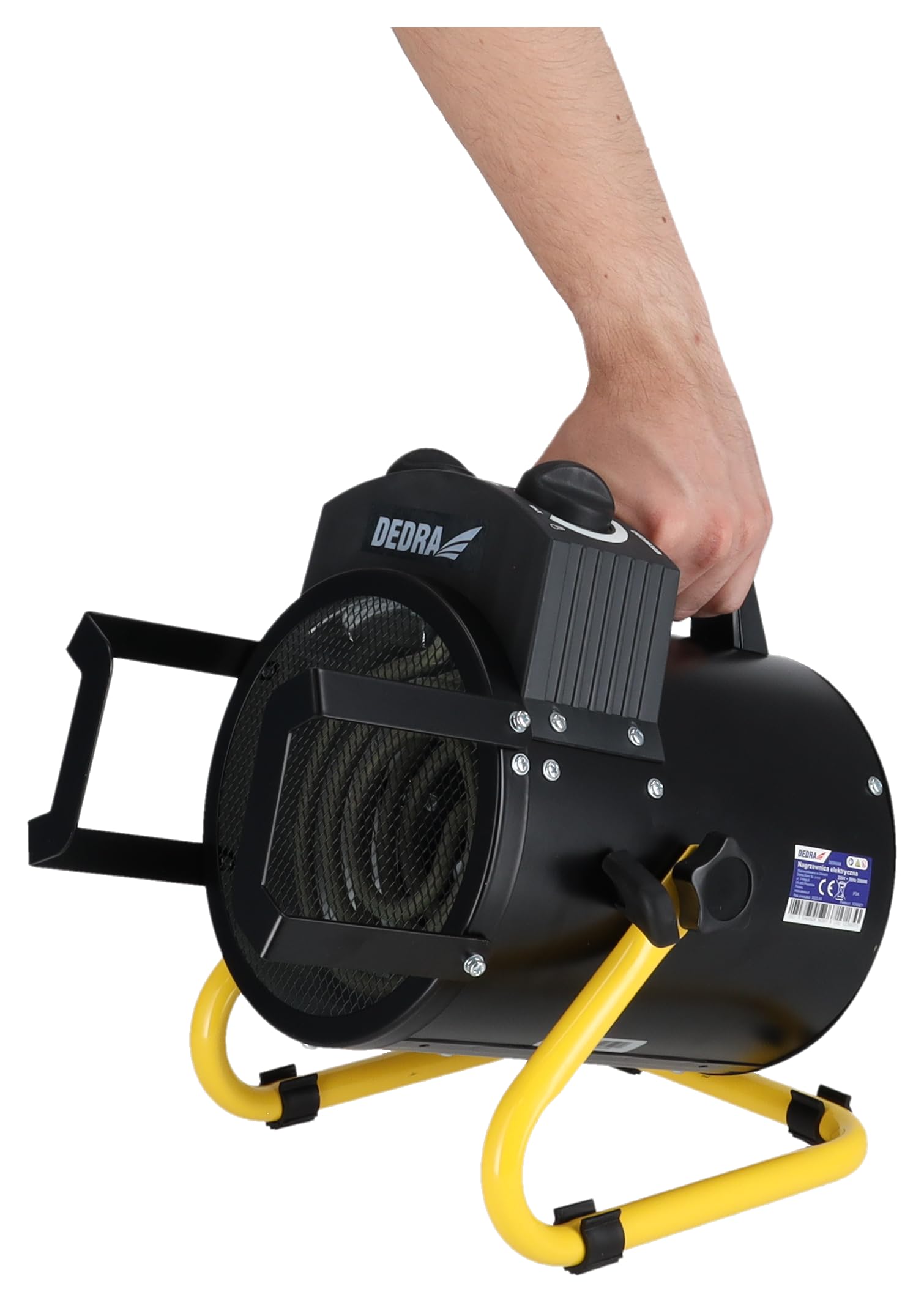DEDRA Canon à Chaleur Électrique 2 kW (2000W) – Chauffage d'Appoint Portable 230V – Souffleur à Air Chaud pour Garage, Cave, Atelier – Thermostat, 3 Modes (Rond Noir DED9930B)
